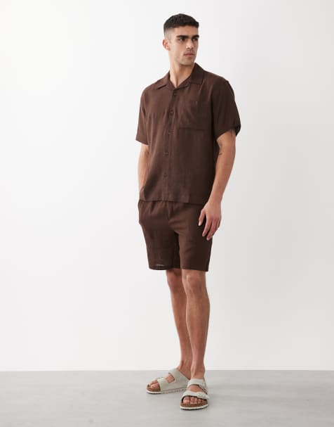 ONLY & SONS – Shorts in Braun mit hohem Leinenanteil, Kombiteil - view 1