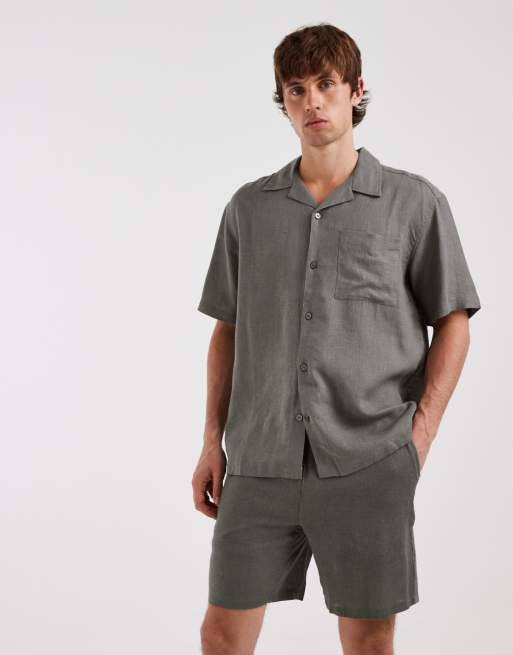 ONLY & SONS – Shorts in Grau mit hohem Leinenanteil, Kombiteil, 2 von 5