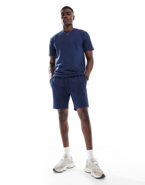ONLY & SONS – Shorts in Marineblau mit Waffelstruktur, Kombiteil - view 1