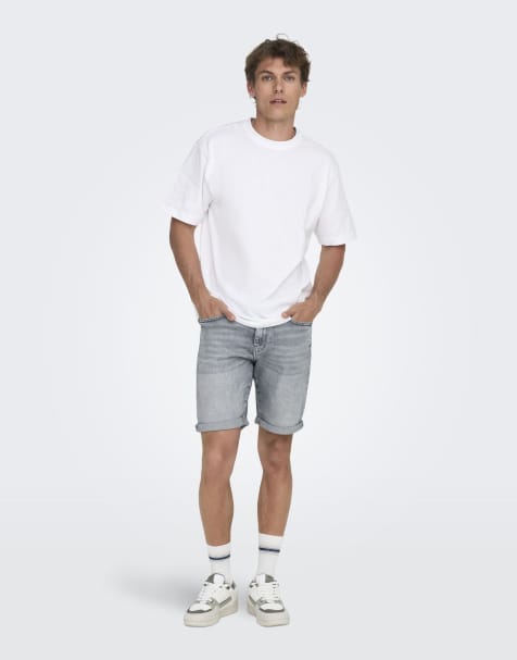 ONLY & SONS Shorts in medium grey denim - view 1