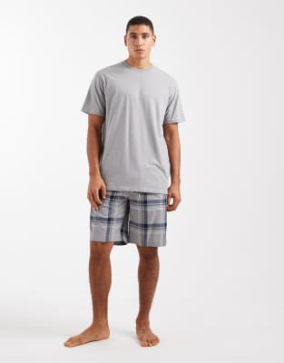 ONLY & SONS ONLY & SONS shorts & t-shirt pyjama set in grey check