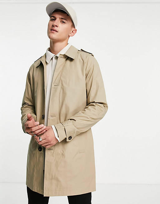 Only & Sons single breasted mac in beige