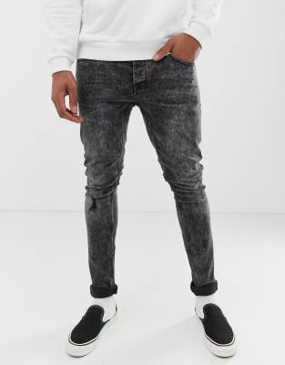 black acid wash skinny jeans