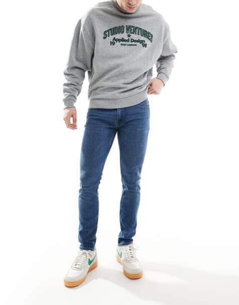 Only & Sons - Skinny jeans in middenblauw met wassing - view 1