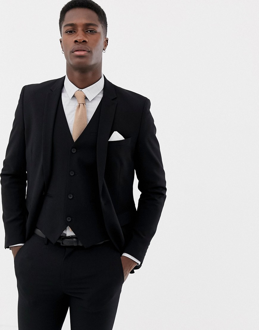Only & Sons skinny suit jacket-Black