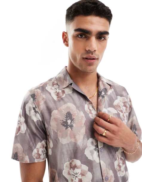 ONLY & SONS - Skjorte i regular fit med reverskrave og sløret blomstermønster - view 1