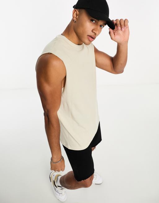 Casall Structure Seamless Sleeveless T-Shirt Beige