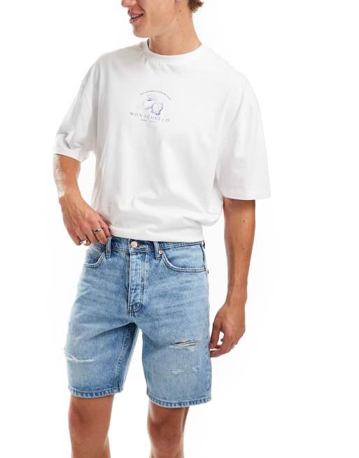 ONLY & SONS - Slidte denimshorts i Regular Fit i lyseblå vask