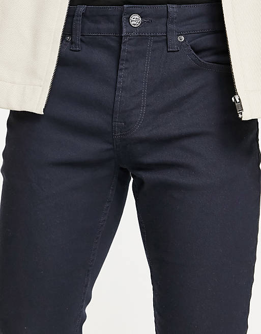 Men Only & Sons slim fit 5 pocket trousers in navy 