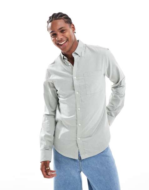 Only & Sons slim fit button down oxford shirt in green - view 1