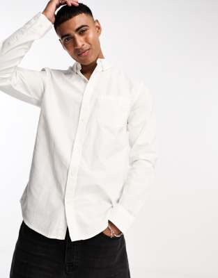 Only & Sons slim fit button down oxford shirt in white