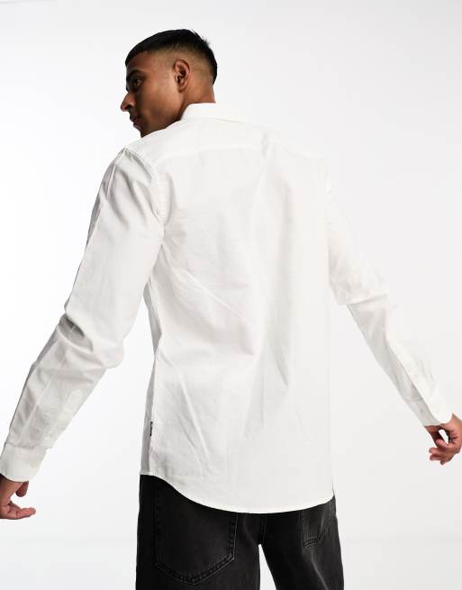 Only & Sons slim fit button down oxford shirt in white