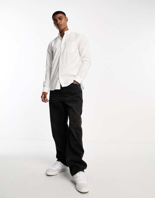 Only & Sons slim fit button down oxford shirt in white