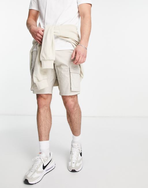 Only & Sons jersey cargo shorts in beige