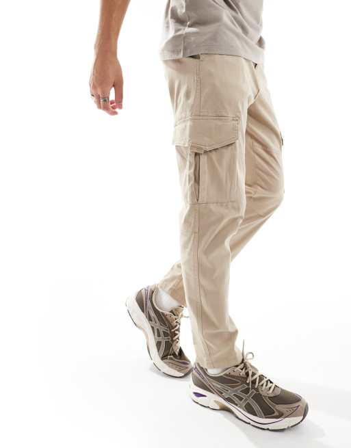 Tan plain hot sale cargo trousers