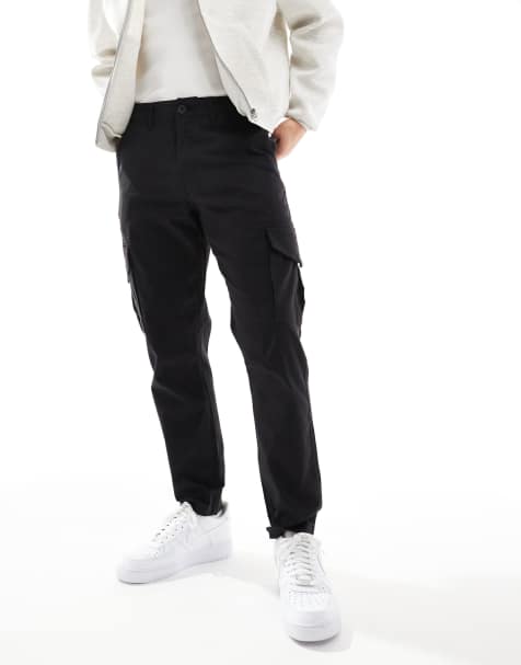 ONLY & SONS slim fit cargo trousers in black - view 1