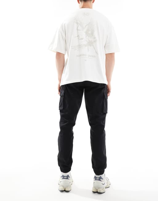 Only & Sons slim fit cargo with cuffed bottom in black, 3 of 5