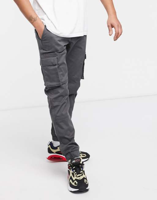 Only & Sons slim fit cargo with cuffed bottom in gray, 4 of 4