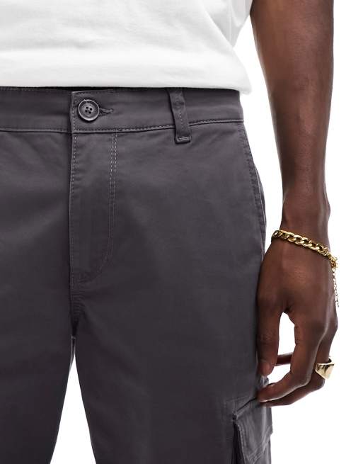 ONLY & SONS slim fit cargo with cuffed bottom in grey, 4 of 5
