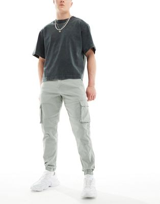ONLY & SONS slim fit cargo with cuffed bottom in light sage