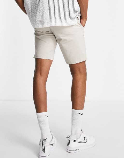 Only & Sons slim fit chino shorts in beige | ASOS