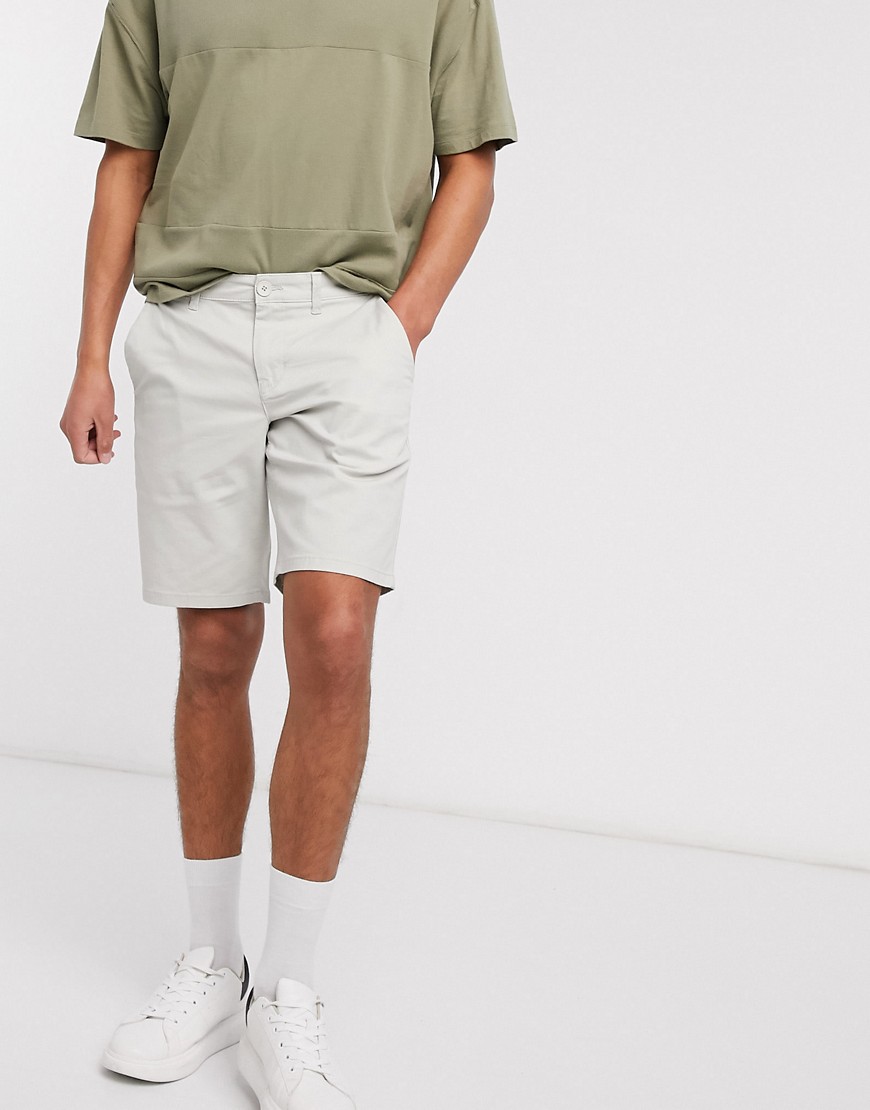 Only & Sons slim fit chino shorts in stone