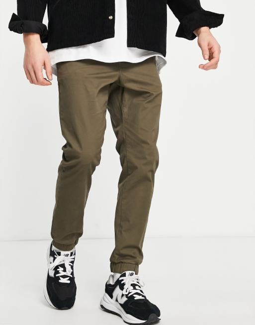 Khaki Green Slim Fit Chino Jogger Pants