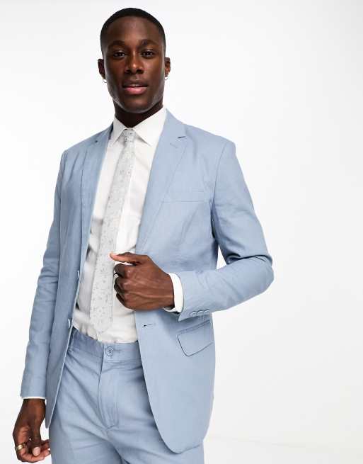 Only & Sons - Slim-fit colbert van linnenmix in blauw, 3 van 5