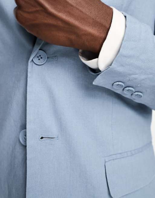 Only & Sons - Slim-fit colbert van linnenmix in blauw, 4 van 5