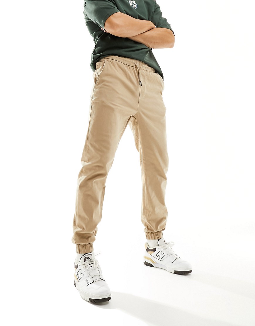 ONLY & SONS slim fit cuffed chino in beige-Neutral