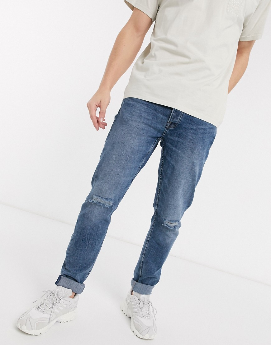 Only & Sons - Slim-fit distressed jeans in lichtblauw