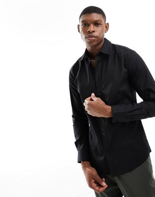 Only & Sons Slim Fit Easy Iron Shirt In Black