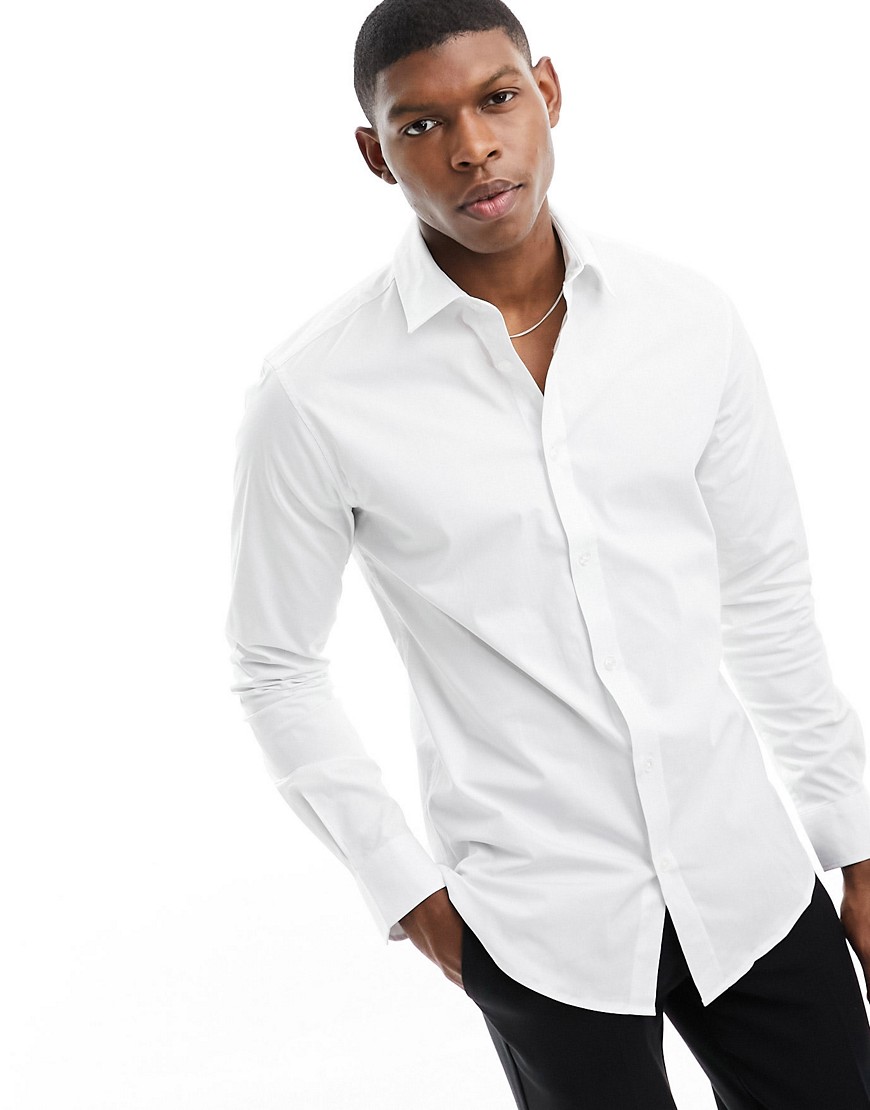 ONLY & SONS slim fit easy iron shirt in white