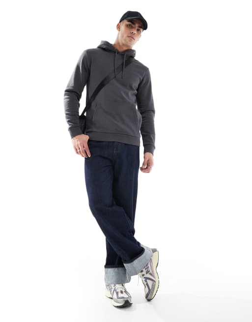 ONLY & SONS slim fit hoodie in charcoal, 2 of 4