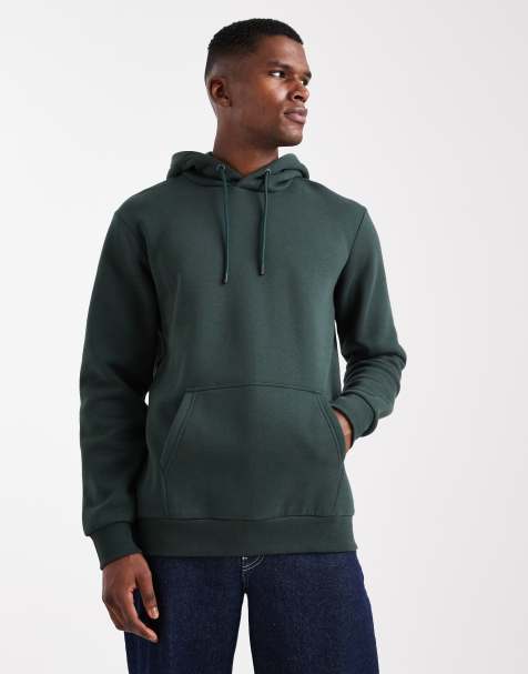 ONLY & SONS slim fit hoodie in dark green - view 1
