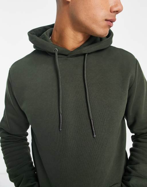 ONLY & SONS slim fit hoodie in dark khaki , 2 of 4