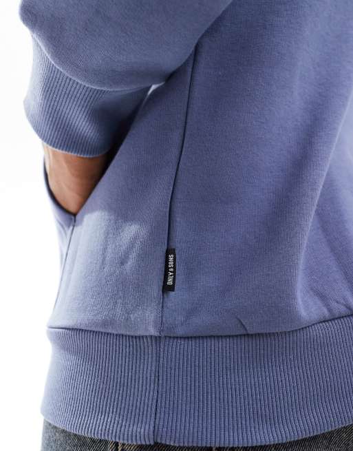 ONLY & SONS slim fit hoodie in washed blue, 2 of 4