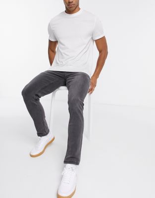 Only & Sons Slim Fit Stretch Jeans In Black Wash In Gray