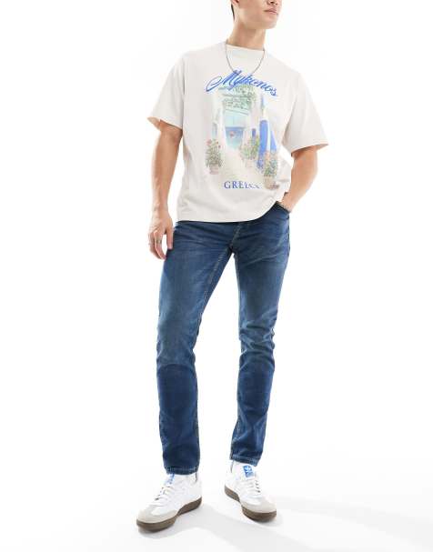 Only & Sons - Slim-fit jeans in middenblauwe wassing - view 1