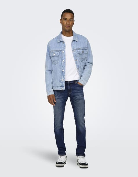 Only & Sons - Slim-fit jeans van denim in donkerblauw - view 1