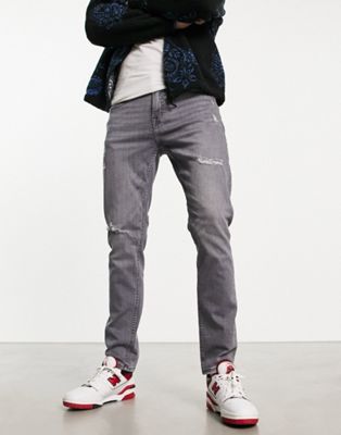 Only & Sons slim fit jeans with breaks in grey - ASOS Price Checker