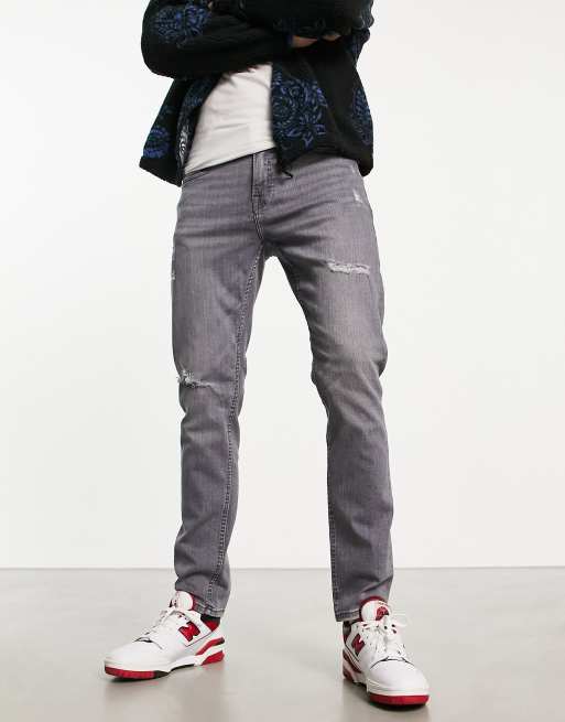 Only & Sons slim fit jeans with breaks in grey