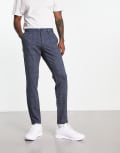 [ONLY & SONS] Only & Sons slim fit jersey pants in navy check W31 L34 Dress Blues