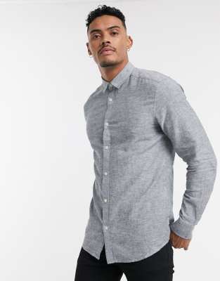 muscle fit linen shirt
