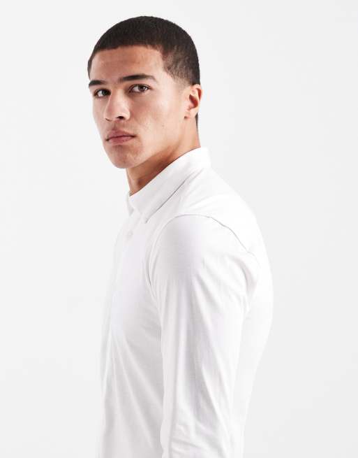slim fit stretch white dress shirt Mens Cotton Blue Striped Slim Fit Stretch Dress Shirt, 17 / 32/33 main image 1