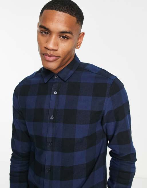 Only & Sons - Slim fit overhemd met buffalo-ruiten in marineblauw, 3 van 4
