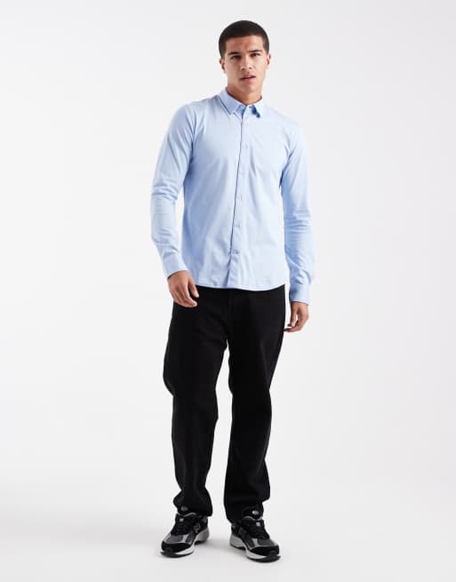 Only & Sons - Slim-fit overhemd met lange mouwen en stretch in lichtblauw, 2 van 5