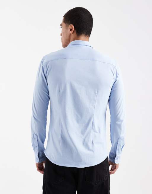 Only & Sons - Slim-fit overhemd met lange mouwen en stretch in lichtblauw, 3 van 5