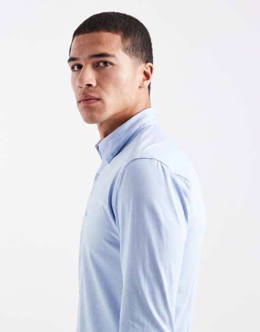 Only & Sons - Slim-fit overhemd met lange mouwen en stretch in lichtblauw, 4 van 5