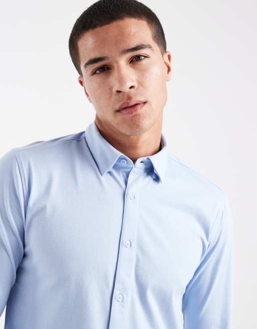 Only & Sons - Slim-fit overhemd met lange mouwen en stretch in lichtblauw, 5 van 5